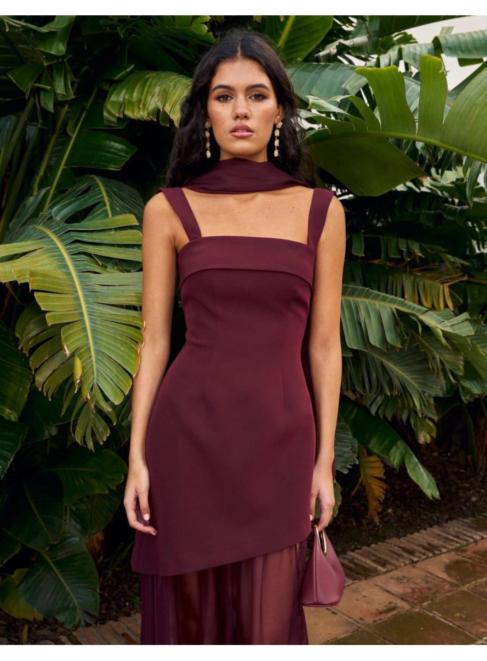 Vestido de fiesta largo con tirante grueso y...