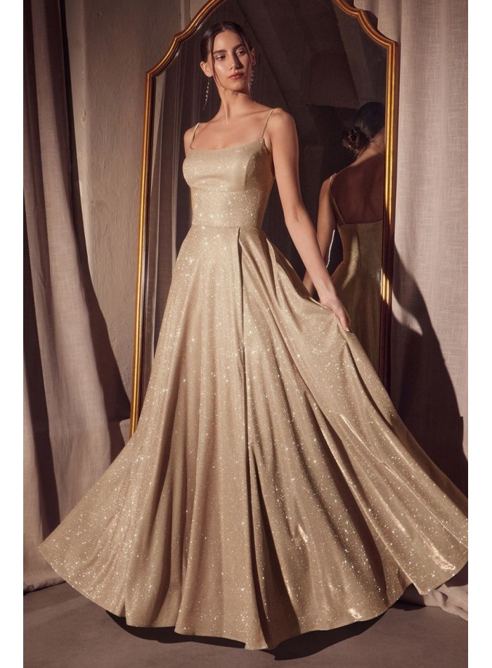 Long empire cut gown with full skirt and flouncy skirt