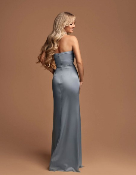 Long gown with halter halter neckline with rhinestones