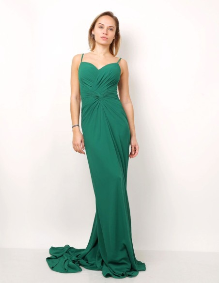 Robe d'invité longue avec corsage drapé et fines bretelles