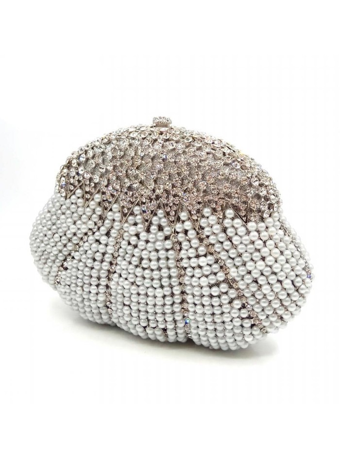 Clutch de fiesta con forma concha y cristales de Swarovski plata