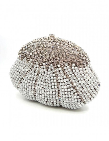 Shell clutch bag with embellished stars silver