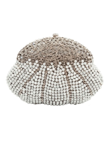 Clutch de fiesta con forma concha y cristales de Swarovski plata Lauren Lynn London Accessories - 1 Clutch de fiesta con forma concha y cristales de Swarovski plata Lauren Lynn London Accessories - 1