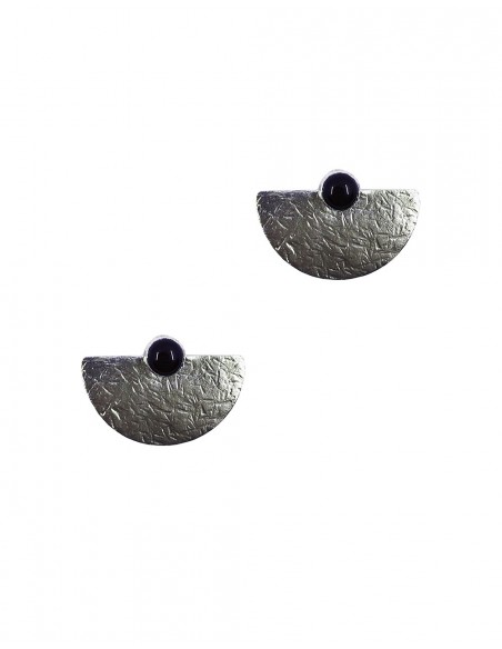 Geometric sterling silver earrings black onyx