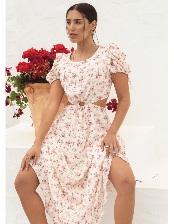 Vestido midi con estampado floral y manga corta 2