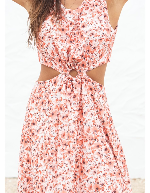 Robe midi à imprimé floral et fentes 2