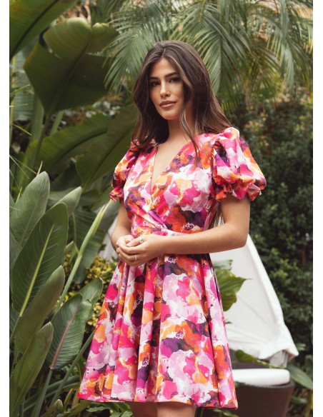 Robe courte imprimée avec dos ouvert