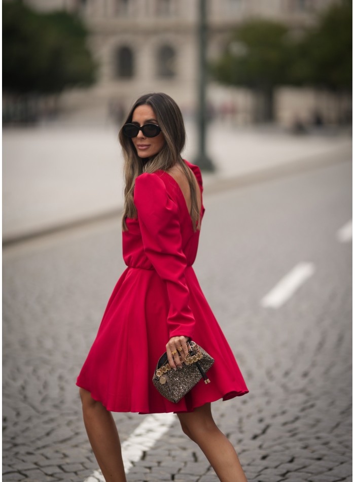 Short red dress with open back