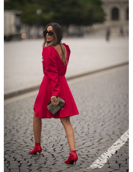 Short red dress with open back