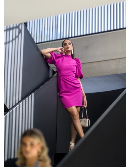 Bougainvillea short dress with collar