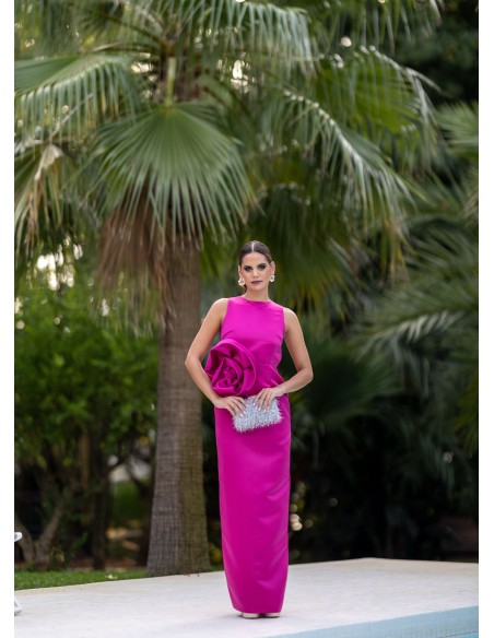 Vestido de invitada estructurado buganvilla
