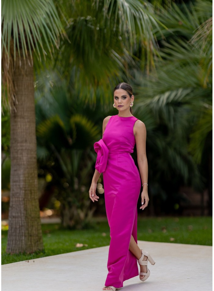Vestido de invitada estructurado buganvilla