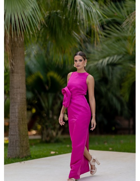 Vestido de invitada estructurado buganvilla