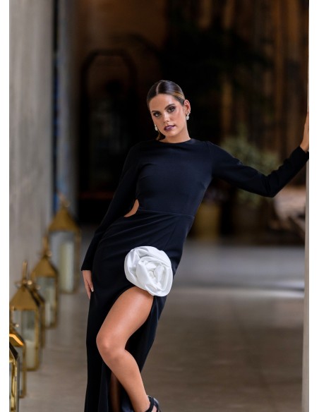 Black guest dress with flower