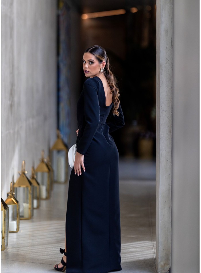 Black guest dress with flower