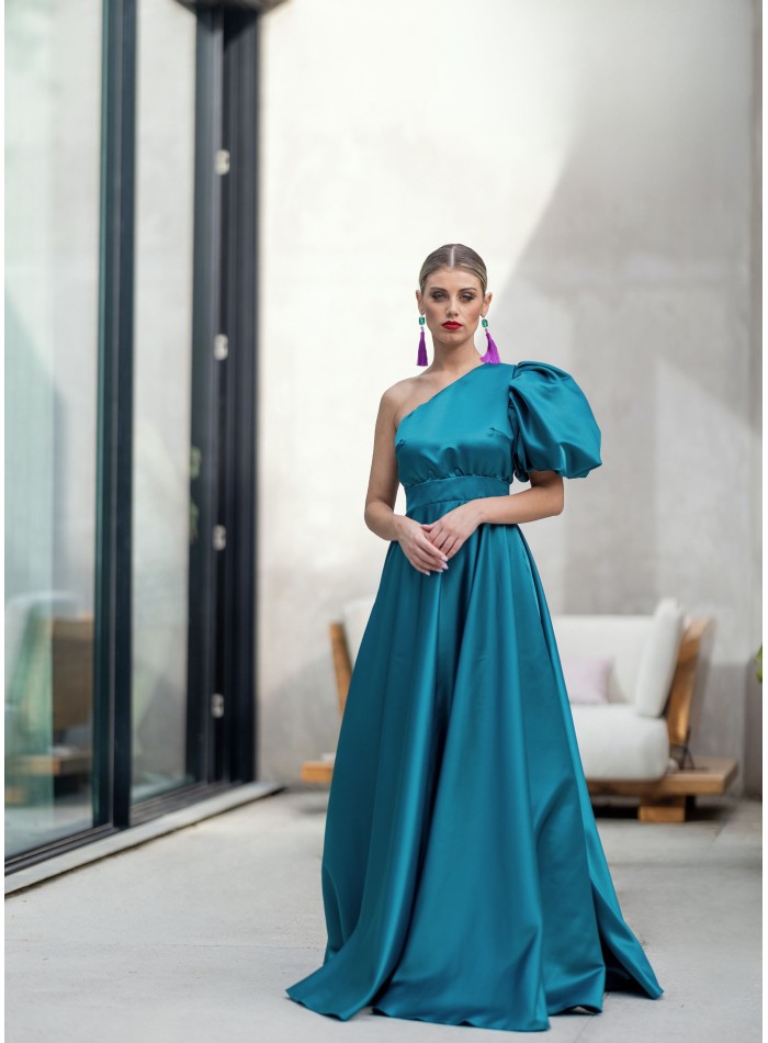 Turquoise structured guest dress