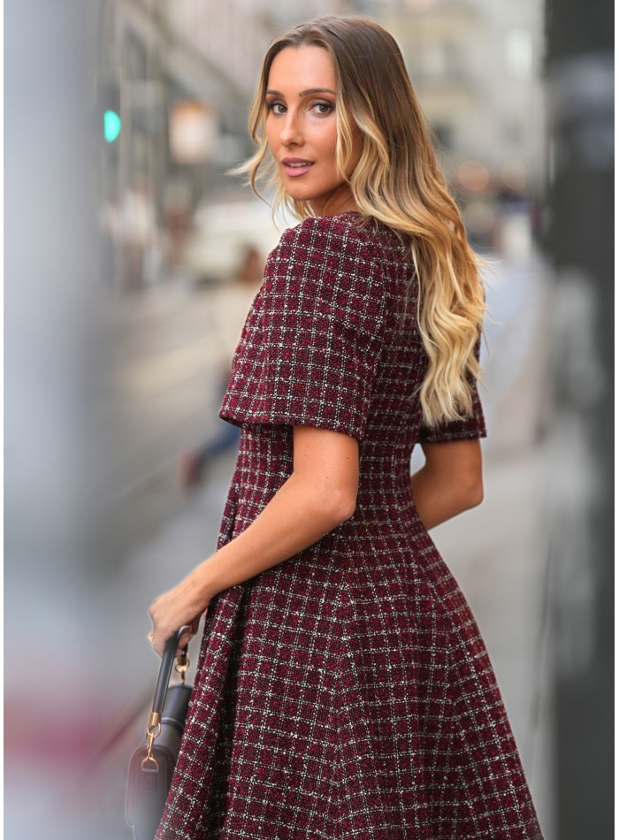 Robe courte en tweed rouge