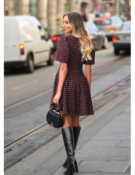 Short red tweed dress