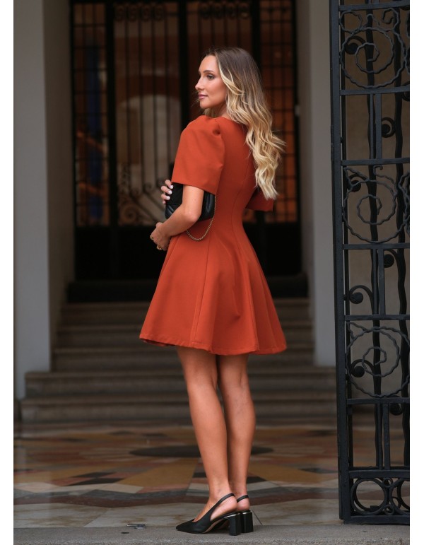 Vestido corto terracota fruncido 2