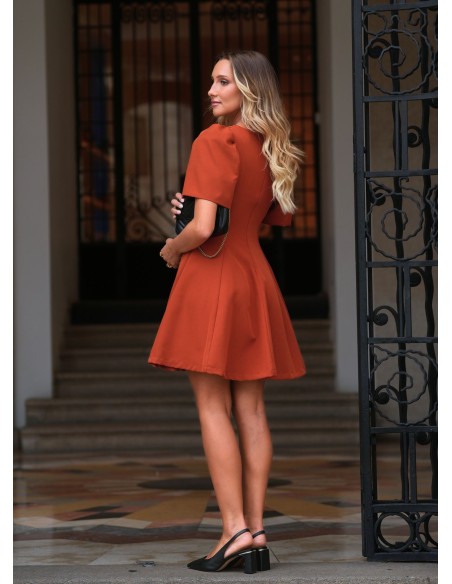 Vestido corto terracota fruncido Vestido corto terracota fruncido