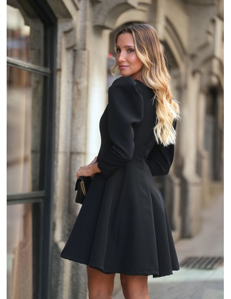 Short black dress with long sleeves