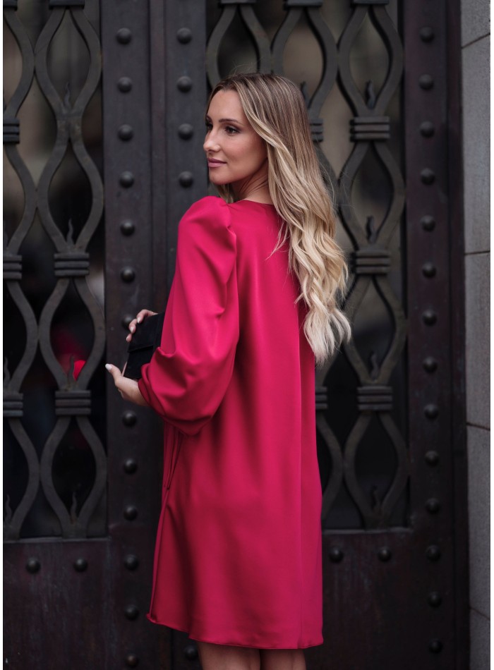 Short red dress with long sleeves