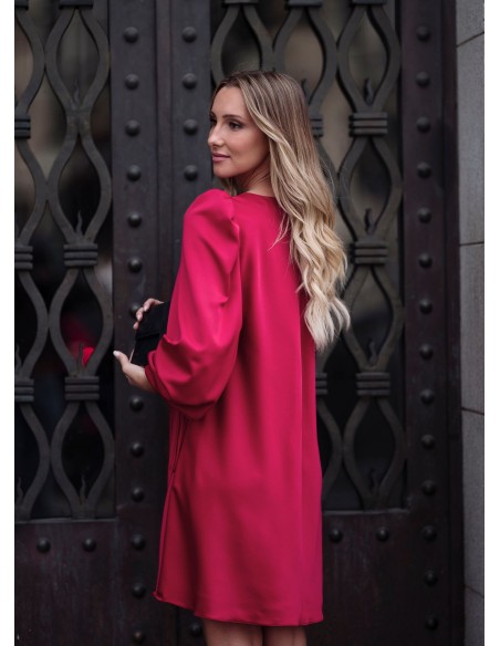 Short red dress with long sleeves