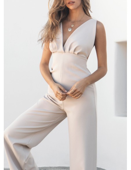 Mono de fiesta marfil con espalda descubierta