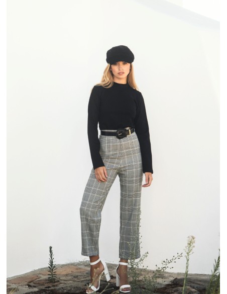 Grey and black checkered long pants