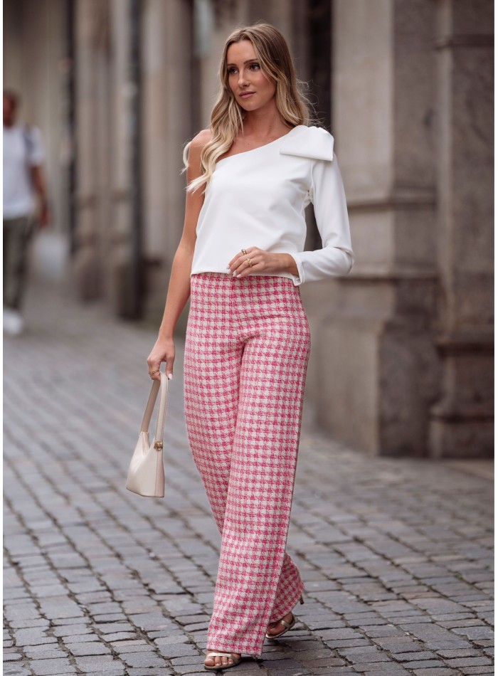 Pantalon en tweed rose