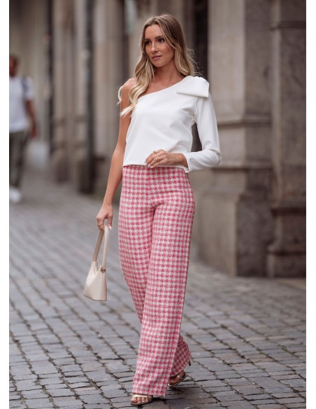 Pink tweed long pants | INVITADISIMA