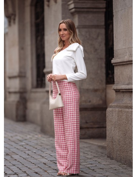 Pantalón largo de tweed rosa Pantalón largo de tweed rosa
