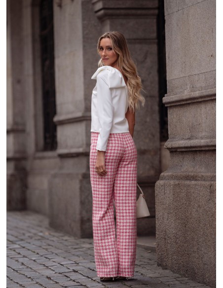 Pantalón largo de tweed rosa Pantalón largo de tweed rosa