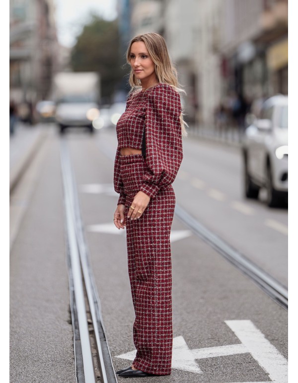 Pantalon en tweed rouge 2