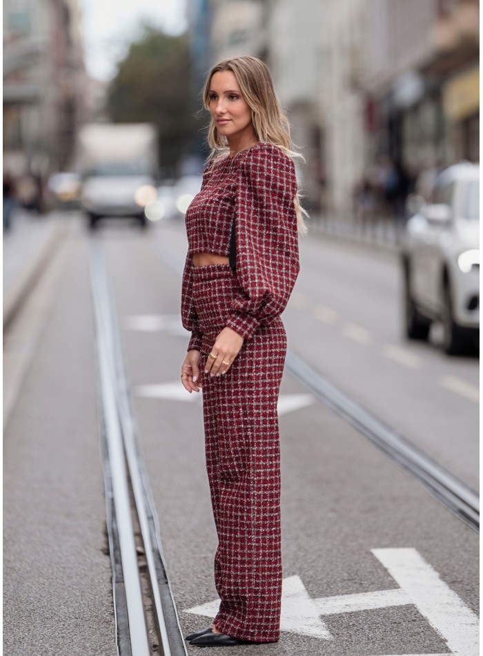 Pantalon en tweed rouge
