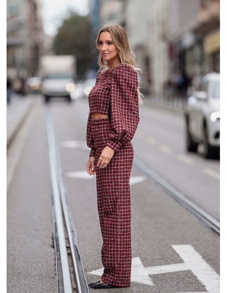Pantalon en tweed rouge