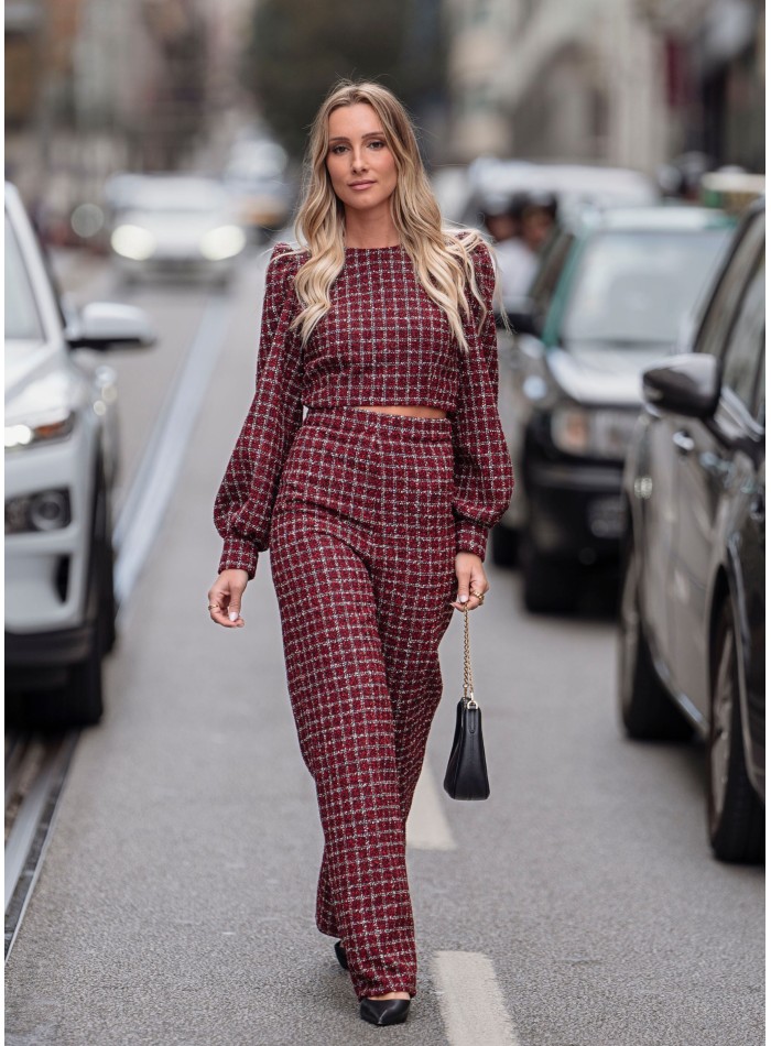 Pantalon en tweed rouge