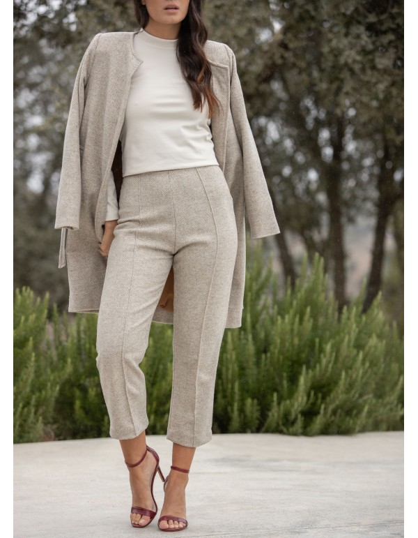 Pantalon long beige avec poches