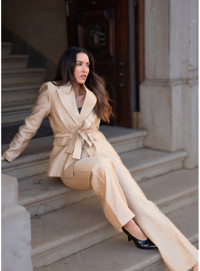 Gold long pants with pockets