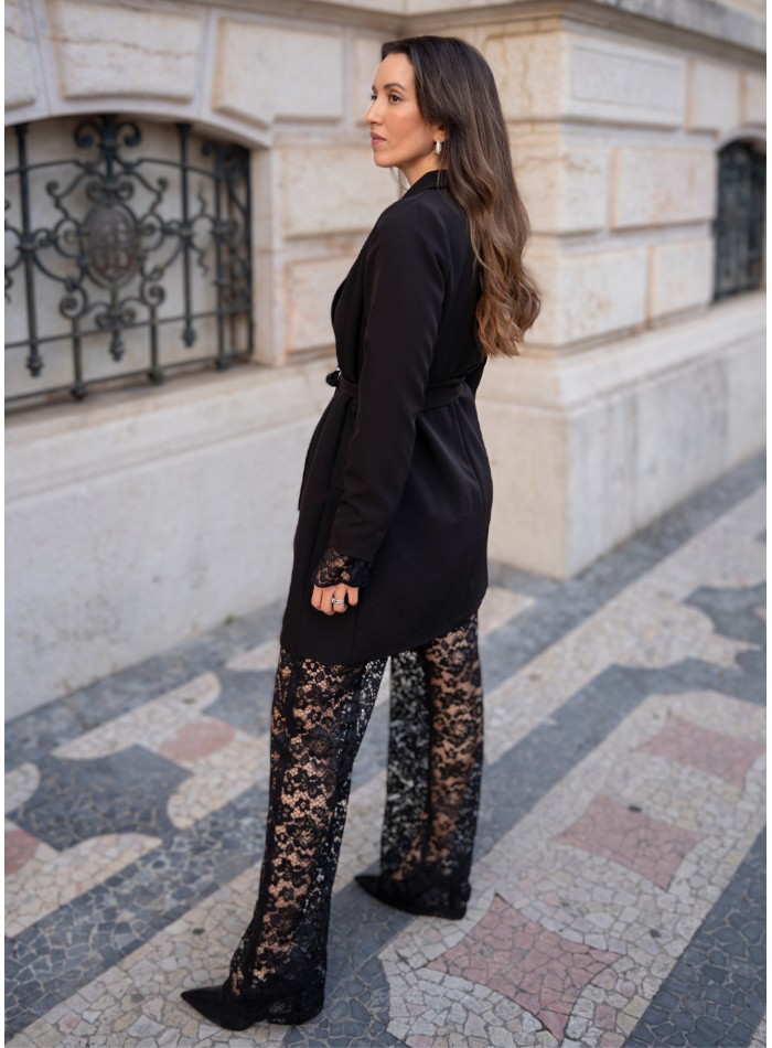 Black lace long pants