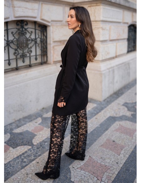 Pantalon long en dentelle noire