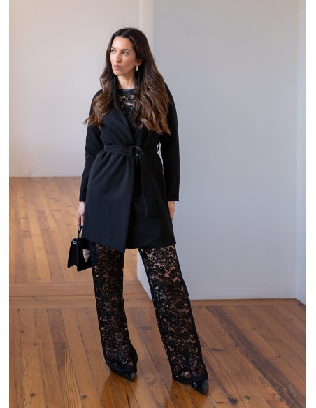 Black lace long pants