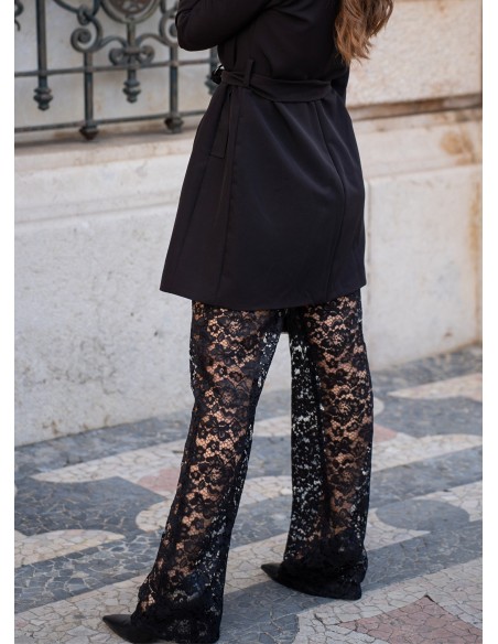 Pantalon long en dentelle noire