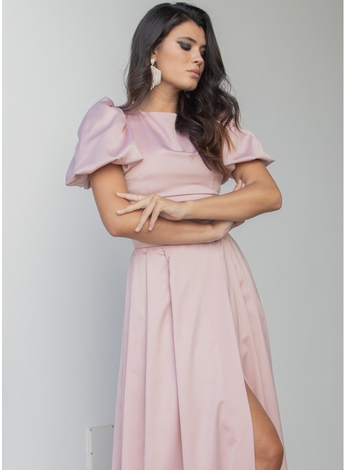 Pink long skirt with lining and invisible zipper