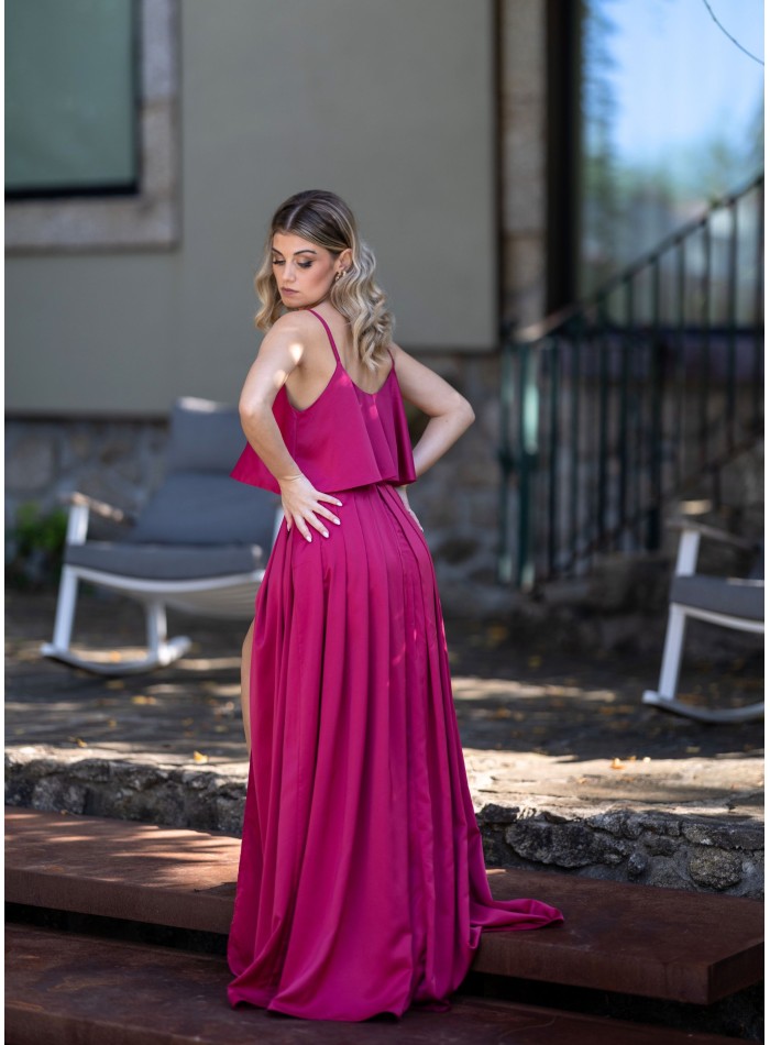 Cherry long skirt with invisible zipper and...