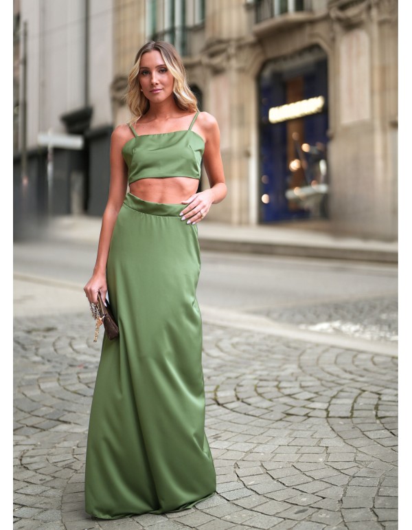 Jupe de fête longue vert sec