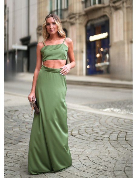 Jupe de fête longue vert sec