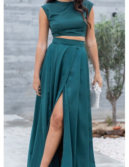 Green crop sleeveless top