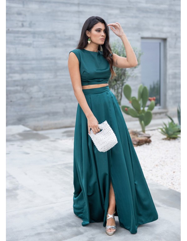 Top verde crop sin mangas