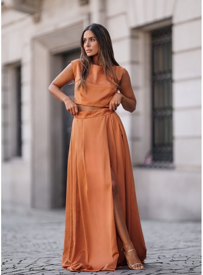 Top de fiesta terracota sin mangas